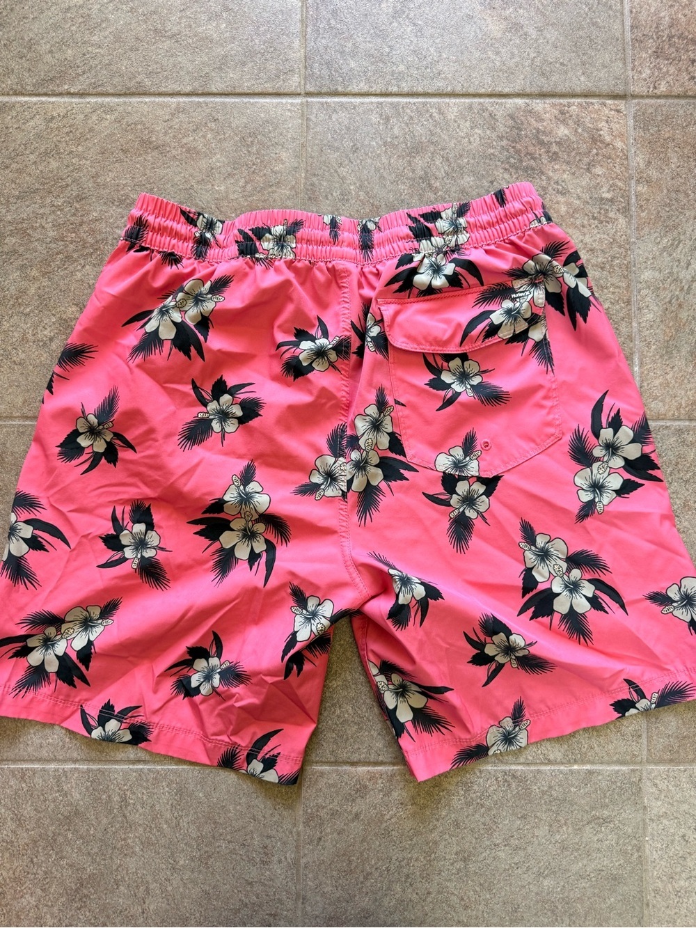 Men's Hurley Pink and Black Floral Swim Trunks Board Shorts - Picture 4 of 5